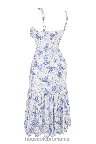 îmbrăcăminte House of CB rochie de soare midi cu imprimeu albastru elia X4F68264