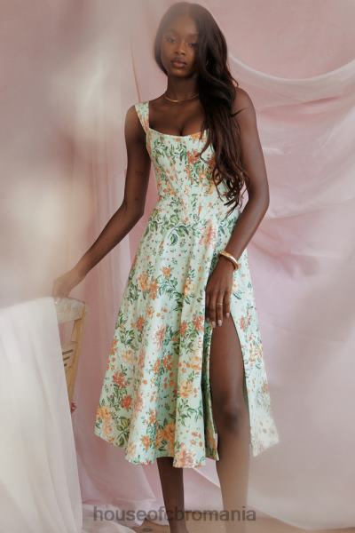 îmbrăcăminte House of CB rochie de soare midi cu imprimeu de jad ușor saira X4F68242