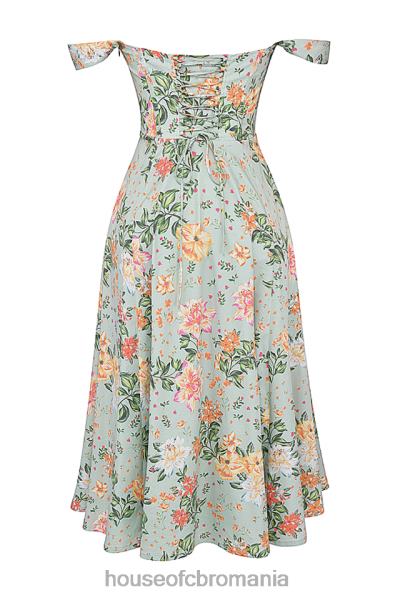 îmbrăcăminte House of CB rochie de soare midi cu imprimeu de jad ușor saira X4F68242