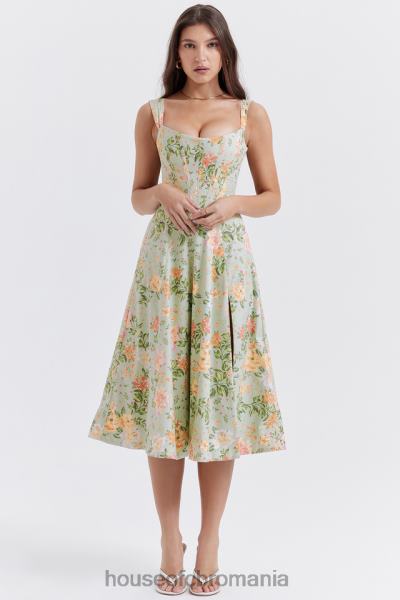 îmbrăcăminte House of CB rochie de soare midi cu imprimeu de jad ușor saira X4F68242