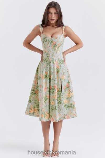 îmbrăcăminte House of CB rochie de soare midi cu imprimeu de jad ușor saira X4F68242