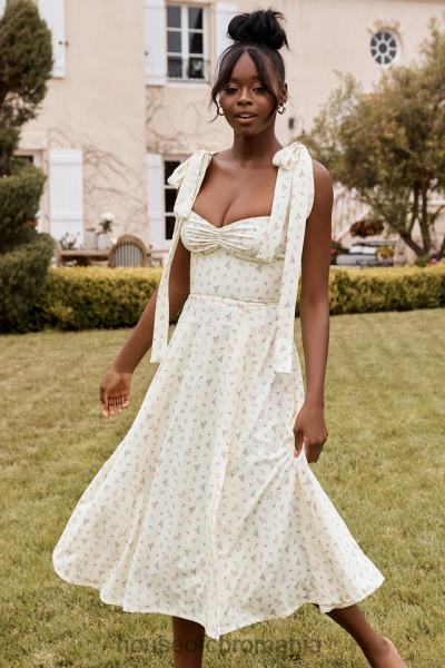 îmbrăcăminte House of CB rochie de soare midi cu imprimeu floral alicia lemon X4F68612