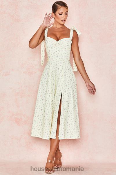 îmbrăcăminte House of CB rochie de soare midi cu imprimeu floral alicia lemon X4F68612