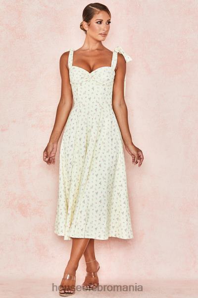 îmbrăcăminte House of CB rochie de soare midi cu imprimeu floral alicia lemon X4F68612
