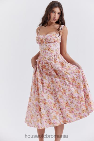 îmbrăcăminte House of CB rochie de soare midi cu imprimeu roz tatiana X4F68252