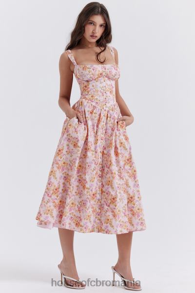 îmbrăcăminte House of CB rochie de soare midi cu imprimeu roz tatiana X4F68252