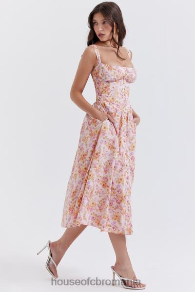 îmbrăcăminte House of CB rochie de soare midi cu imprimeu roz tatiana X4F68252