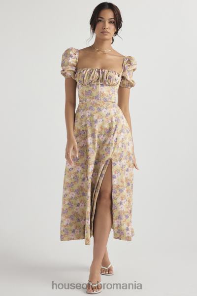 îmbrăcăminte House of CB rochie de soare midi cu mâneci bufante cu imprimeu bujor tallulah X4F68428