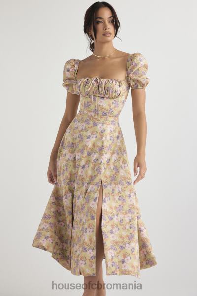 îmbrăcăminte House of CB rochie de soare midi cu mâneci bufante cu imprimeu bujor tallulah X4F68428