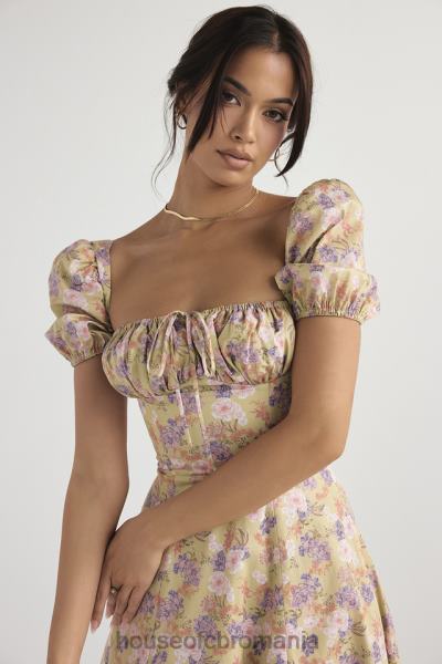 îmbrăcăminte House of CB rochie de soare midi cu mâneci bufante cu imprimeu bujor tallulah X4F68428