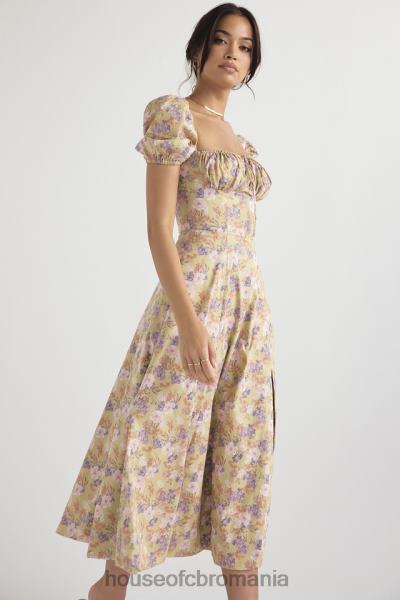 îmbrăcăminte House of CB rochie de soare midi cu mâneci bufante cu imprimeu bujor tallulah X4F68428