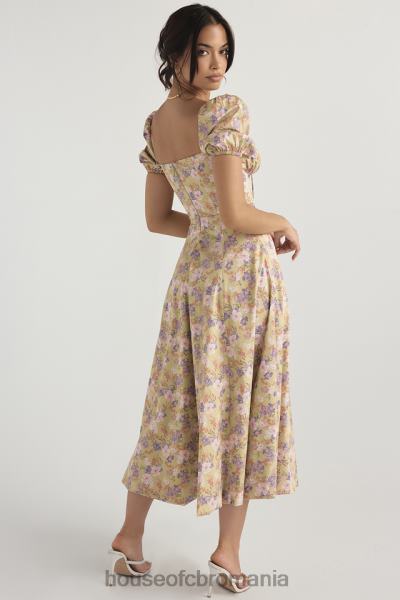 îmbrăcăminte House of CB rochie de soare midi cu mâneci bufante cu imprimeu bujor tallulah X4F68428