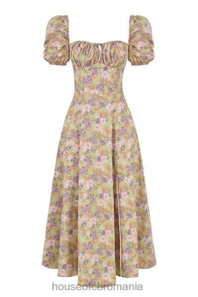 îmbrăcăminte House of CB rochie de soare midi cu mâneci bufante cu imprimeu bujor tallulah X4F68428