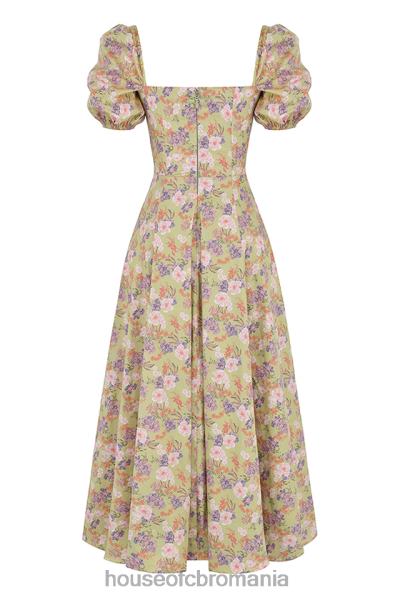 îmbrăcăminte House of CB rochie de soare midi cu mâneci bufante cu imprimeu bujor tallulah X4F68428