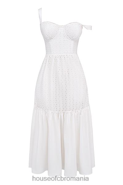 îmbrăcăminte House of CB rochie de soare midi elia white broderie anglaise X4F68235