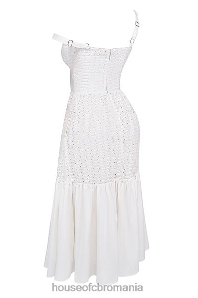 îmbrăcăminte House of CB rochie de soare midi elia white broderie anglaise X4F68235