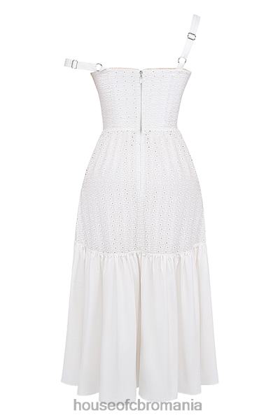 îmbrăcăminte House of CB rochie de soare midi elia white broderie anglaise X4F68235
