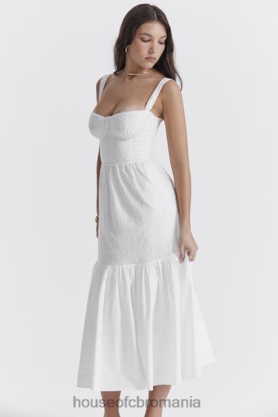 îmbrăcăminte House of CB rochie de soare midi elia white broderie anglaise X4F68235