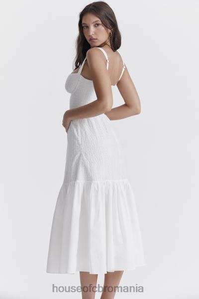 îmbrăcăminte House of CB rochie de soare midi elia white broderie anglaise X4F68235