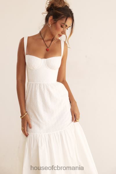 îmbrăcăminte House of CB rochie de soare midi elia white broderie anglaise X4F68235