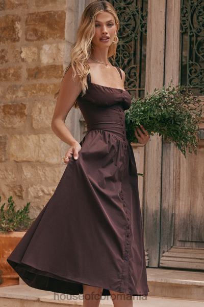 îmbrăcăminte House of CB rochie de soare midi maro bogat tatiana X4F68172