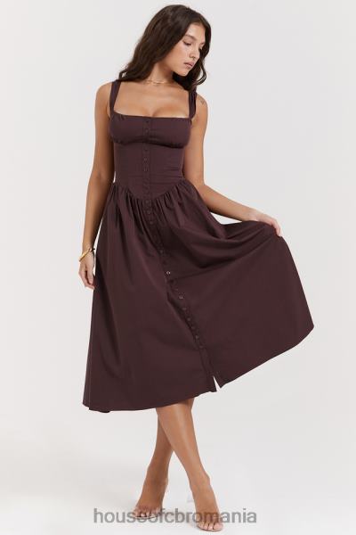 îmbrăcăminte House of CB rochie de soare midi maro bogat tatiana X4F68172