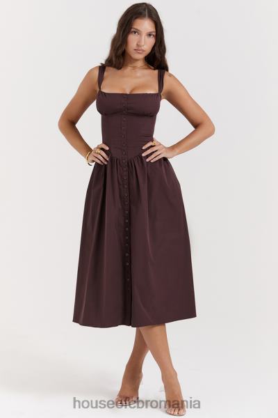 îmbrăcăminte House of CB rochie de soare midi maro bogat tatiana X4F68172