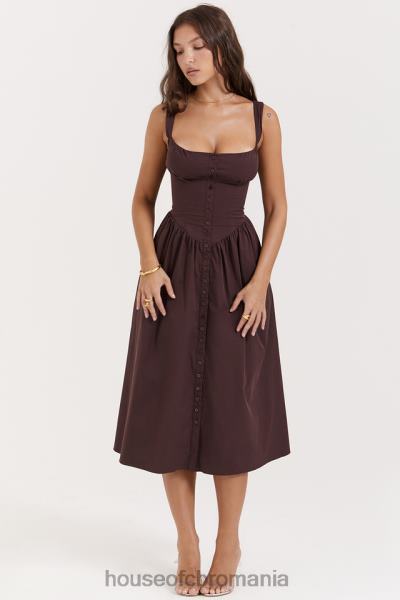îmbrăcăminte House of CB rochie de soare midi maro bogat tatiana X4F68172