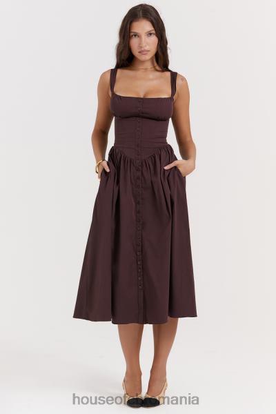 îmbrăcăminte House of CB rochie de soare midi maro bogat tatiana X4F68172