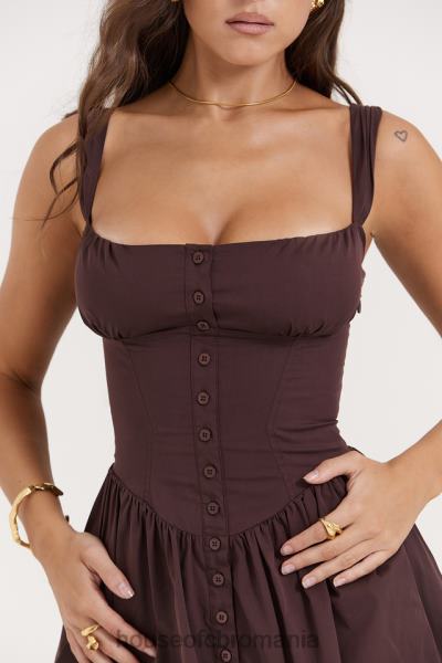 îmbrăcăminte House of CB rochie de soare midi maro bogat tatiana X4F68172