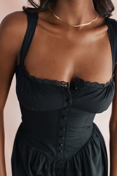 îmbrăcăminte House of CB rochie de soare midi neagră tatiana X4F68253