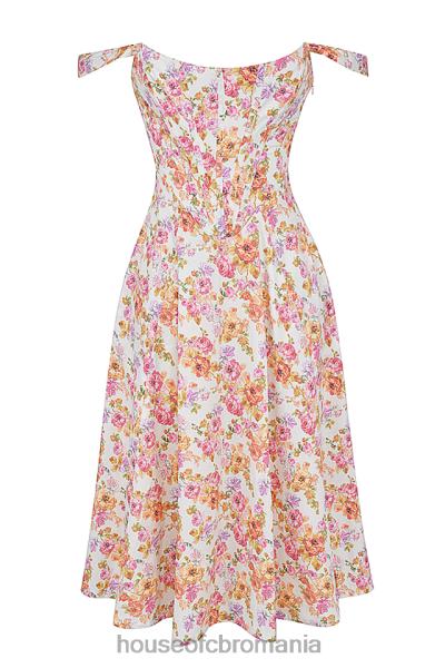îmbrăcăminte House of CB rochie de soare midi saira ivory floral X4F68248