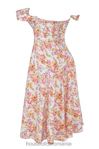 îmbrăcăminte House of CB rochie de soare midi saira ivory floral X4F68248