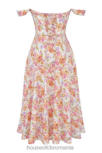 îmbrăcăminte House of CB rochie de soare midi saira ivory floral X4F68248
