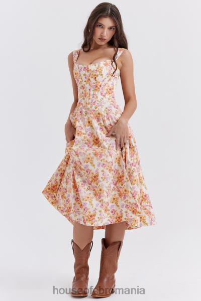 îmbrăcăminte House of CB rochie de soare midi saira ivory floral X4F68248