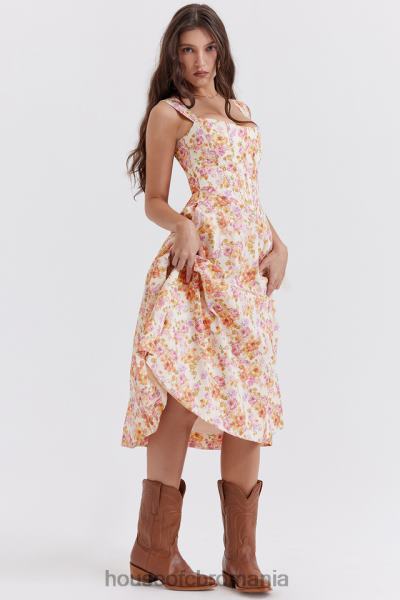 îmbrăcăminte House of CB rochie de soare midi saira ivory floral X4F68248