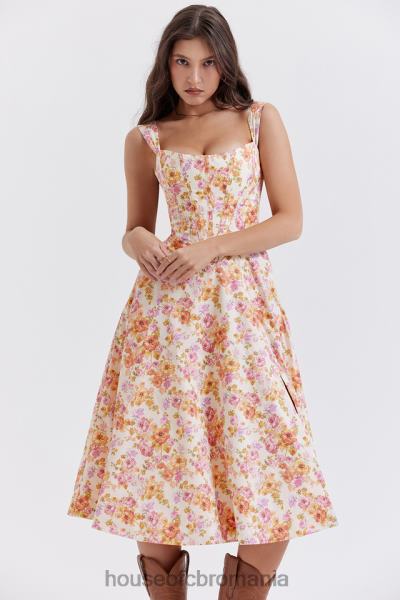 îmbrăcăminte House of CB rochie de soare midi saira ivory floral X4F68248