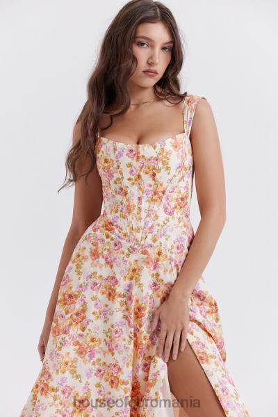 îmbrăcăminte House of CB rochie de soare midi saira ivory floral X4F68248
