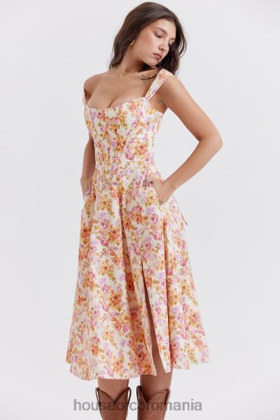 îmbrăcăminte House of CB rochie de soare midi saira ivory floral X4F68248