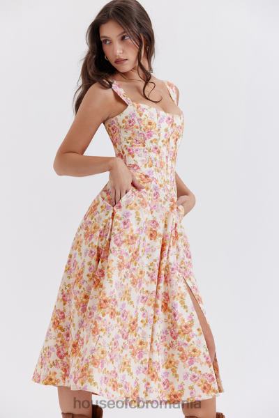 îmbrăcăminte House of CB rochie de soare midi saira ivory floral X4F68248