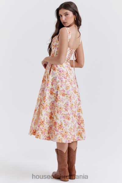 îmbrăcăminte House of CB rochie de soare midi saira ivory floral X4F68248