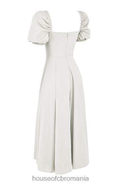 îmbrăcăminte House of CB rochie de soare midi tallulah albă cu mâneci bufante X4F68440