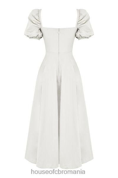 îmbrăcăminte House of CB rochie de soare midi tallulah albă cu mâneci bufante X4F68440