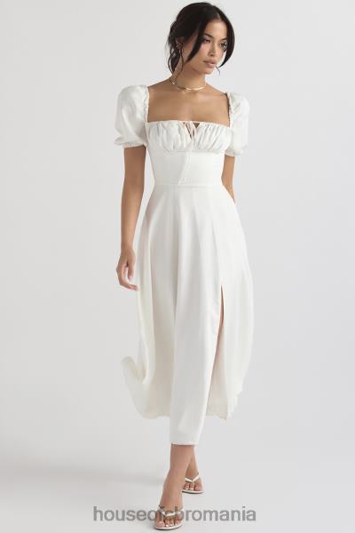 îmbrăcăminte House of CB rochie de soare midi tallulah albă cu mâneci bufante X4F68440