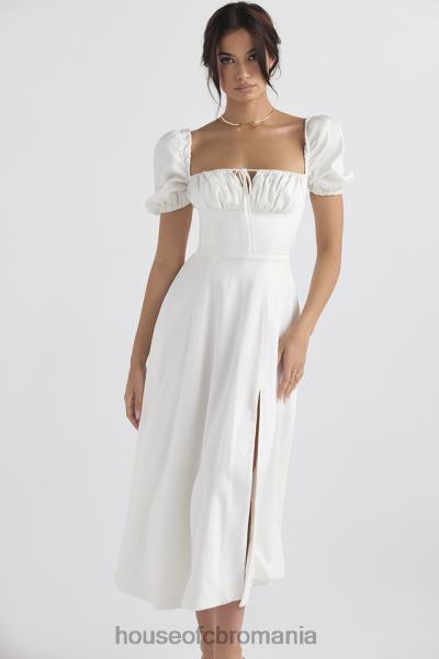 îmbrăcăminte House of CB rochie de soare midi tallulah albă cu mâneci bufante X4F68440