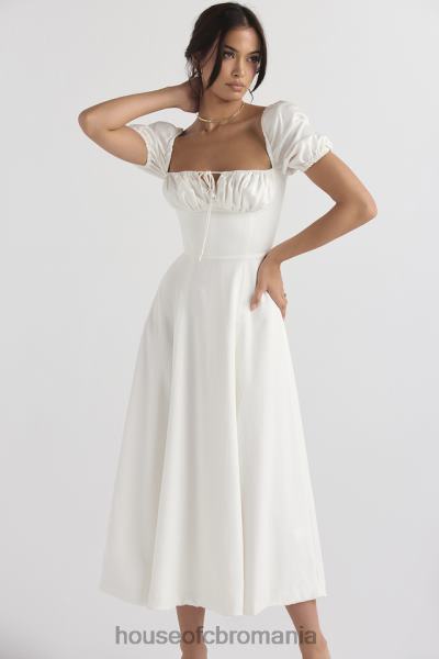 îmbrăcăminte House of CB rochie de soare midi tallulah albă cu mâneci bufante X4F68440