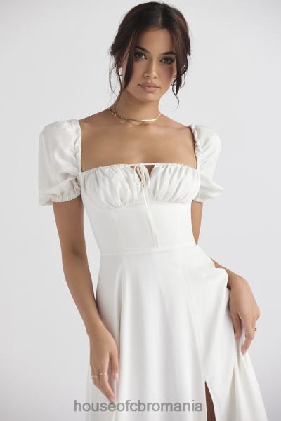 îmbrăcăminte House of CB rochie de soare midi tallulah albă cu mâneci bufante X4F68440