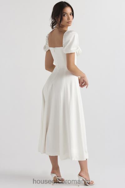 îmbrăcăminte House of CB rochie de soare midi tallulah albă cu mâneci bufante X4F68440