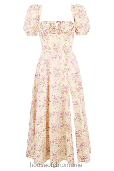 îmbrăcăminte House of CB rochie de soare midi tallulah lemon floral cu mâneci bufante X4F68617