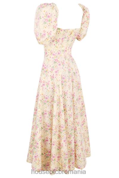 îmbrăcăminte House of CB rochie de soare midi tallulah lemon floral cu mâneci bufante X4F68617